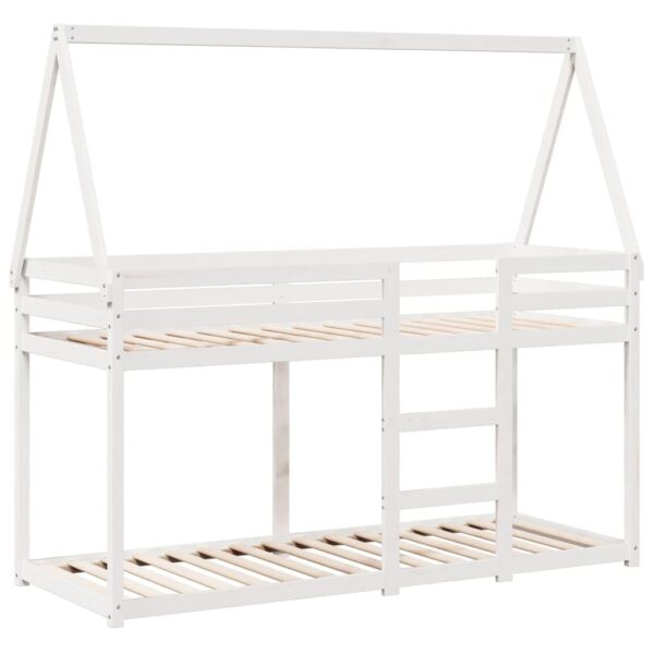 Massief dennen kinderhoogslaper met dak – wit 90x190 cm