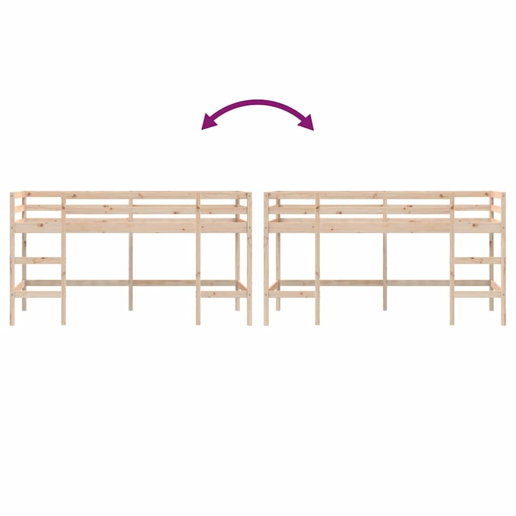 Massief grenen kinderhoogslaper 90x190 cm met ladder