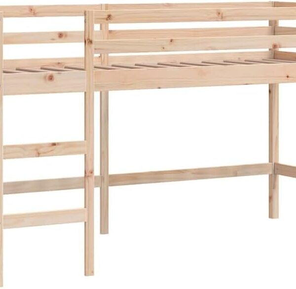 Massief grenen kinderhoogslaper 90x190 cm met ladder