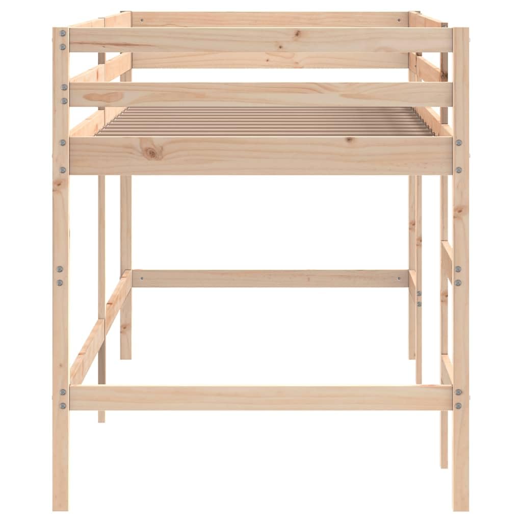 Massief grenen kinderhoogslaper 90x190 cm met ladder