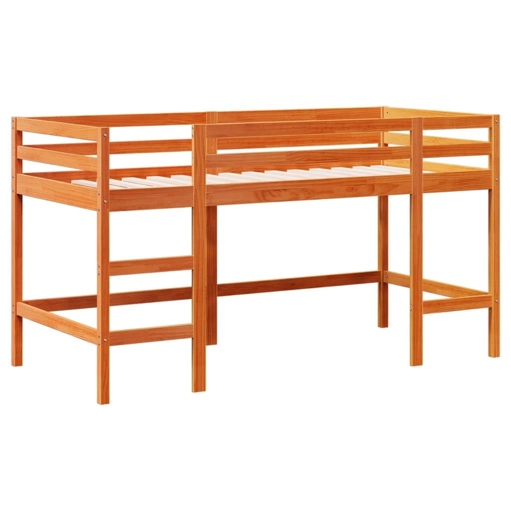 Massief grenen kinderhoogslaper 90x190 cm met ladder