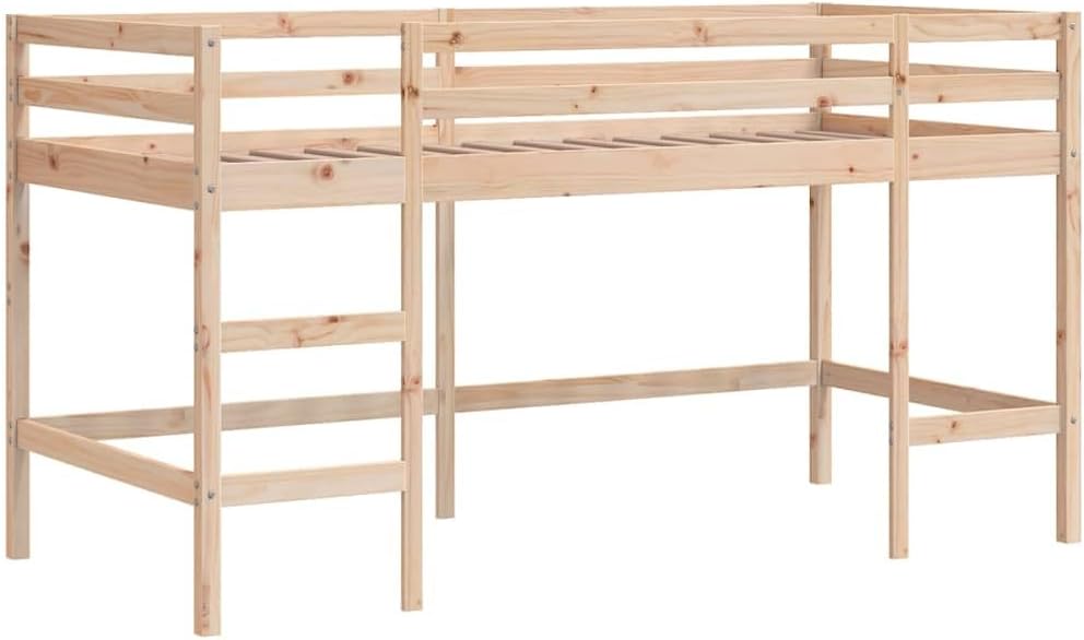 Massief grenen kinderhoogslaper 90x190 cm met ladder
