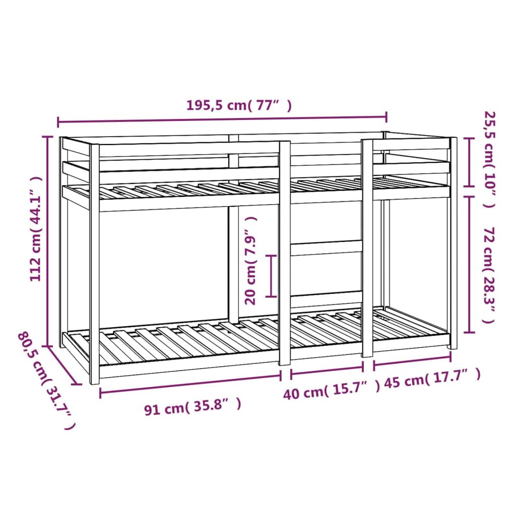 Massief grenen stapelbed 75x190 cm — stevig & stijlvol