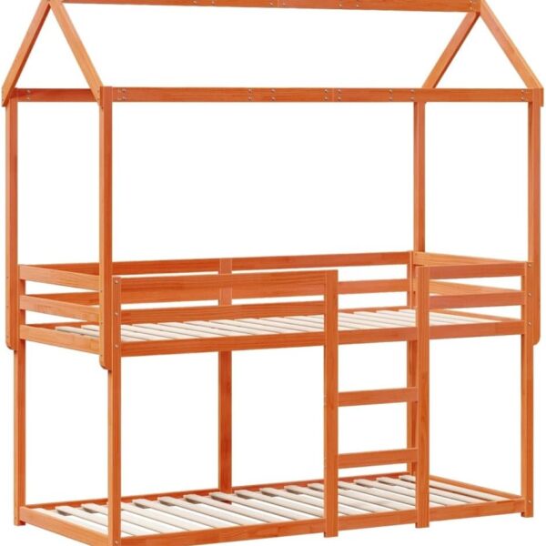 Massief grenen stapelbed met dak 90x190 – robuust & stijlvol