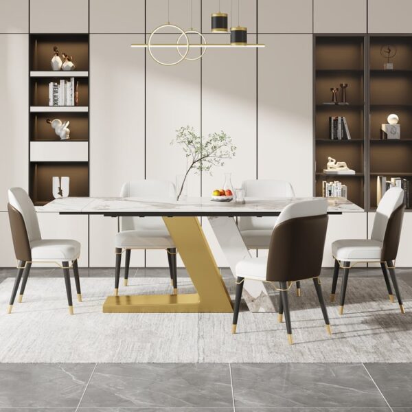 Moderne uittrekbare eettafel van sintersteen — Premium kwaliteit