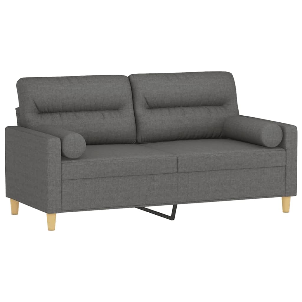 Premium 2-zits bank 140 cm - Donkergrijs stof met kussens