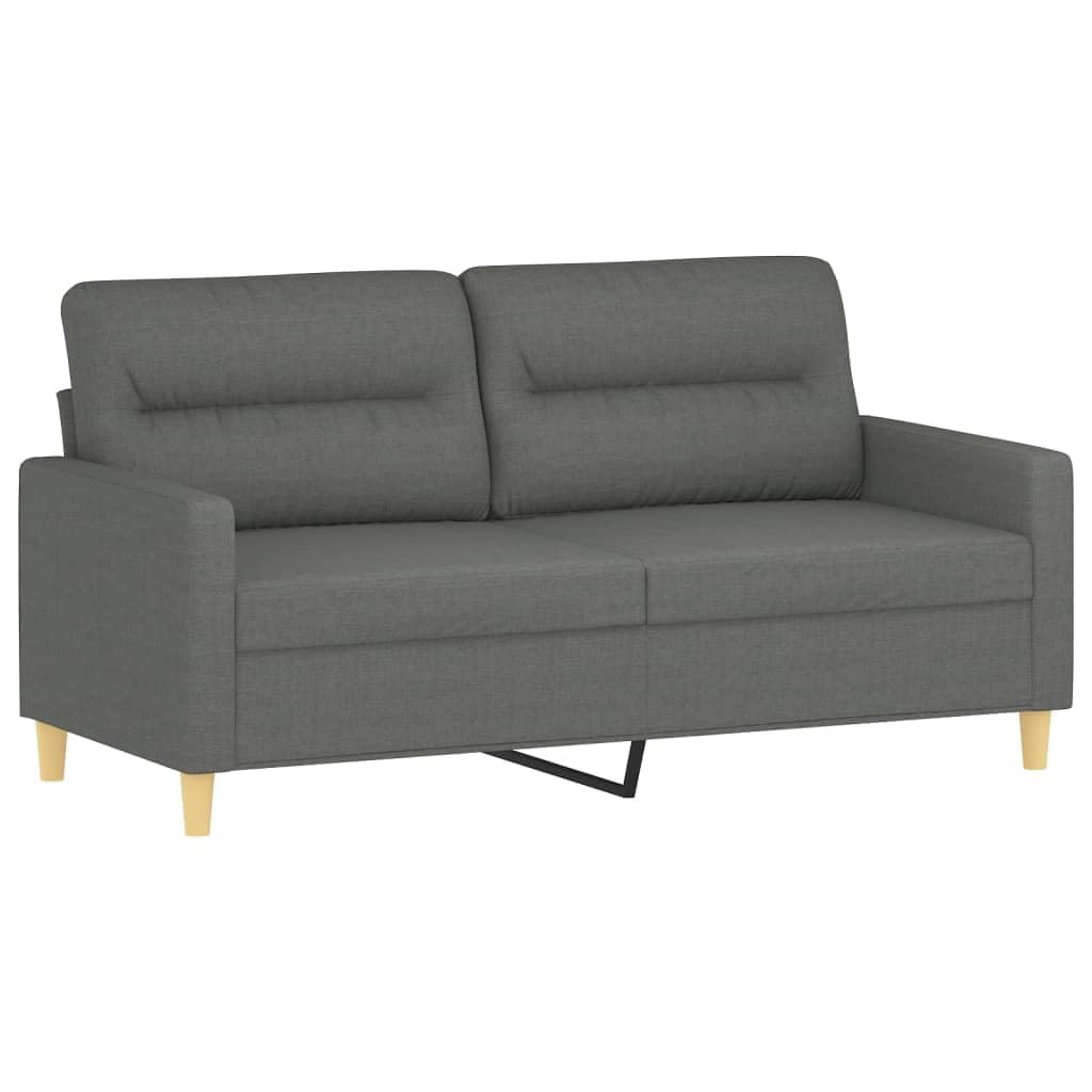 Premium 2-zits bank 140 cm - Donkergrijs stof met kussens