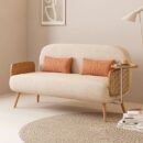 Premium 2-zits slaapbank uittrekbaar 145×196 cm – Katoen/linnen beige