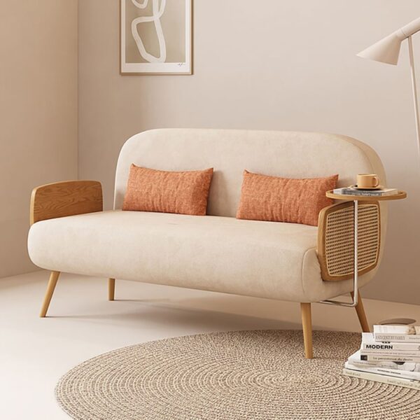 Premium 2-zits slaapbank uittrekbaar 145×196 cm – Katoen/linnen beige