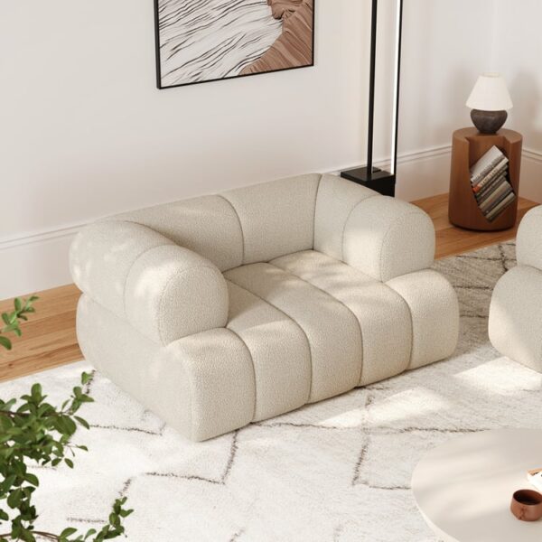 Premium beige bouclé fauteuil — luxe comfort en design