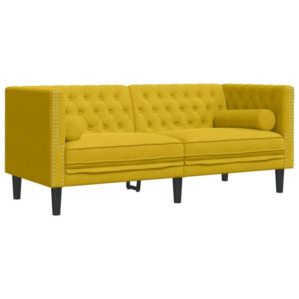 Premium Chesterfield 2-zits veloursbank - geel