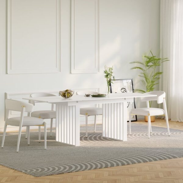 Premium Japandi uitschuifbare eettafel Whitewash voor 4–8 personen