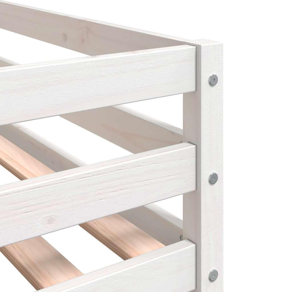 Premium massief grenen stapelbed 90x190 met speelse gordijnen