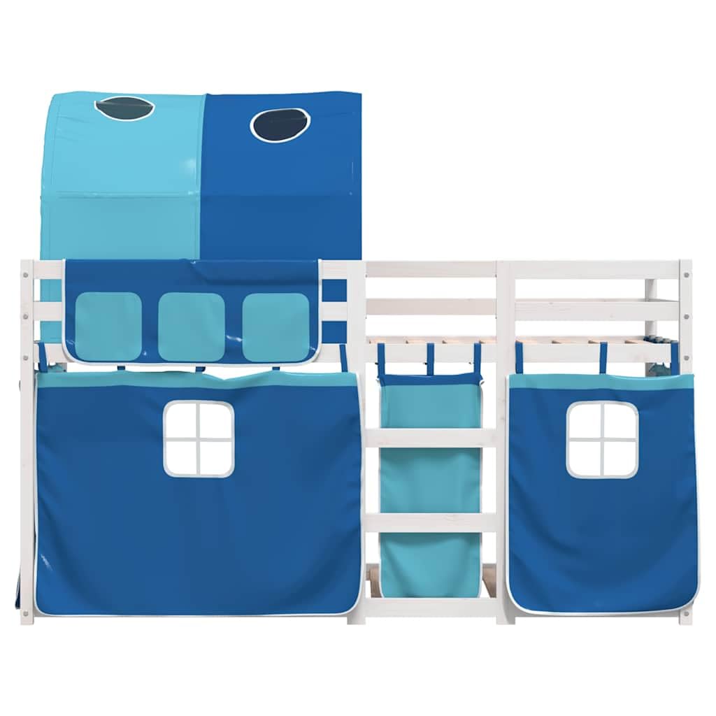 Premium massief grenen stapelbed 90x190 met speelse gordijnen
