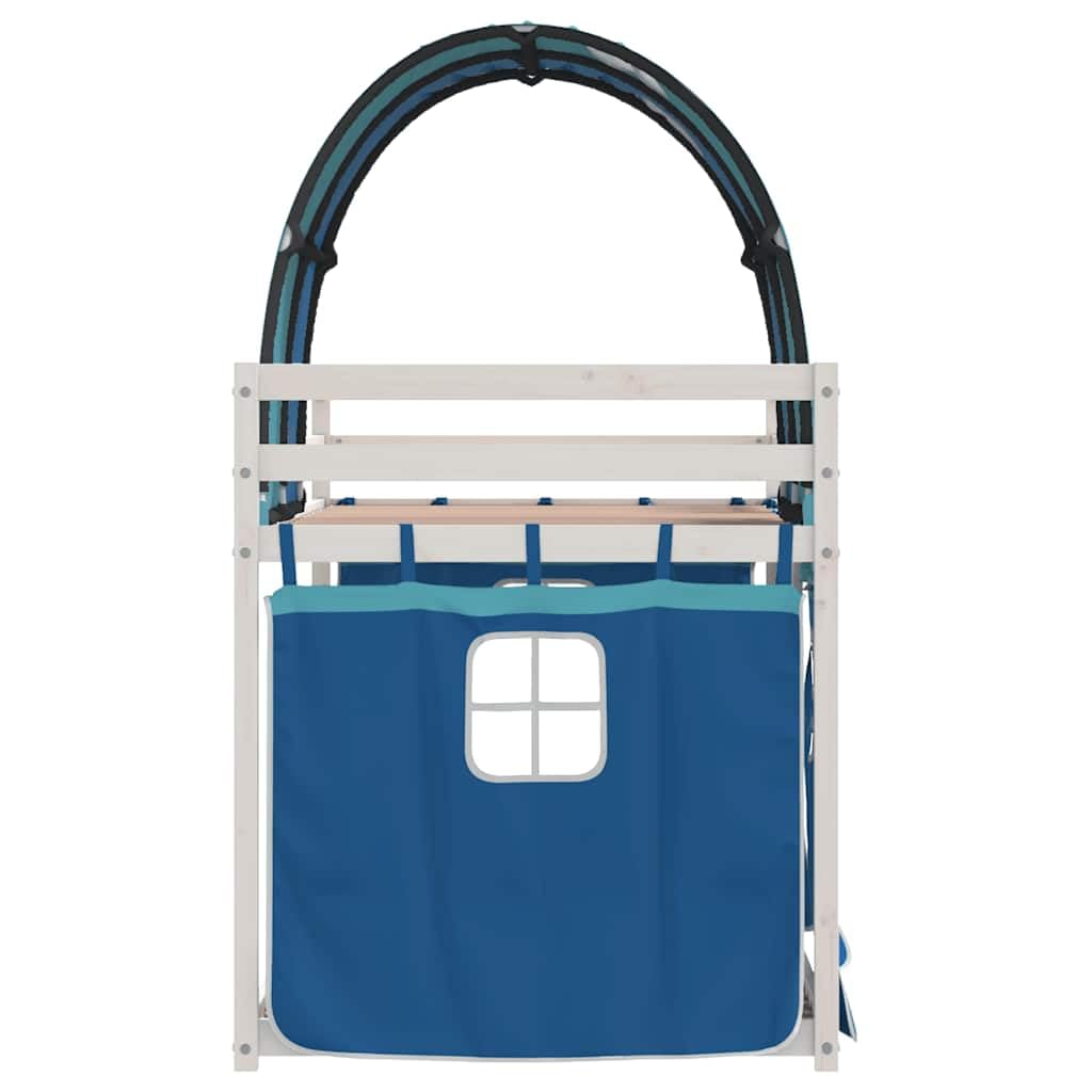 Premium massief grenen stapelbed 90x190 met speelse gordijnen