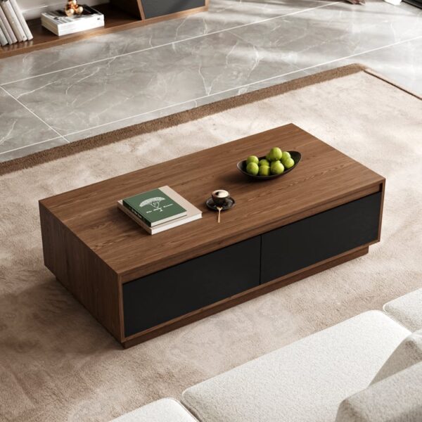 Premium Mid-Century salontafel 120 cm – zwart & walnoot
