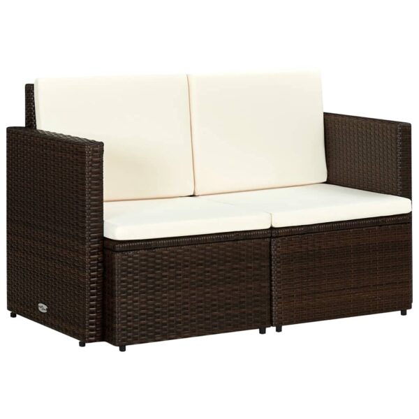 Premium poly rattan twee-zitsbank - Bruin & crèmewit