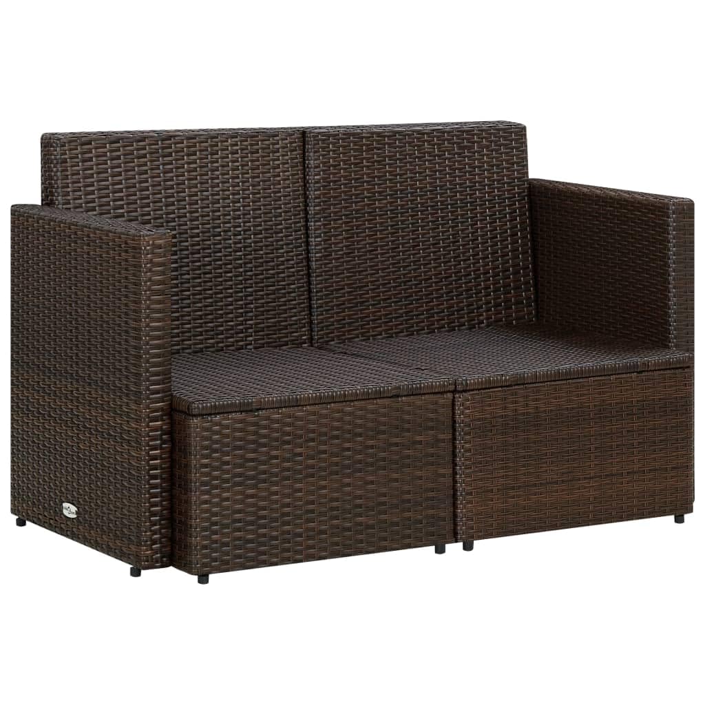 Premium poly rattan twee-zitsbank - Bruin & crèmewit