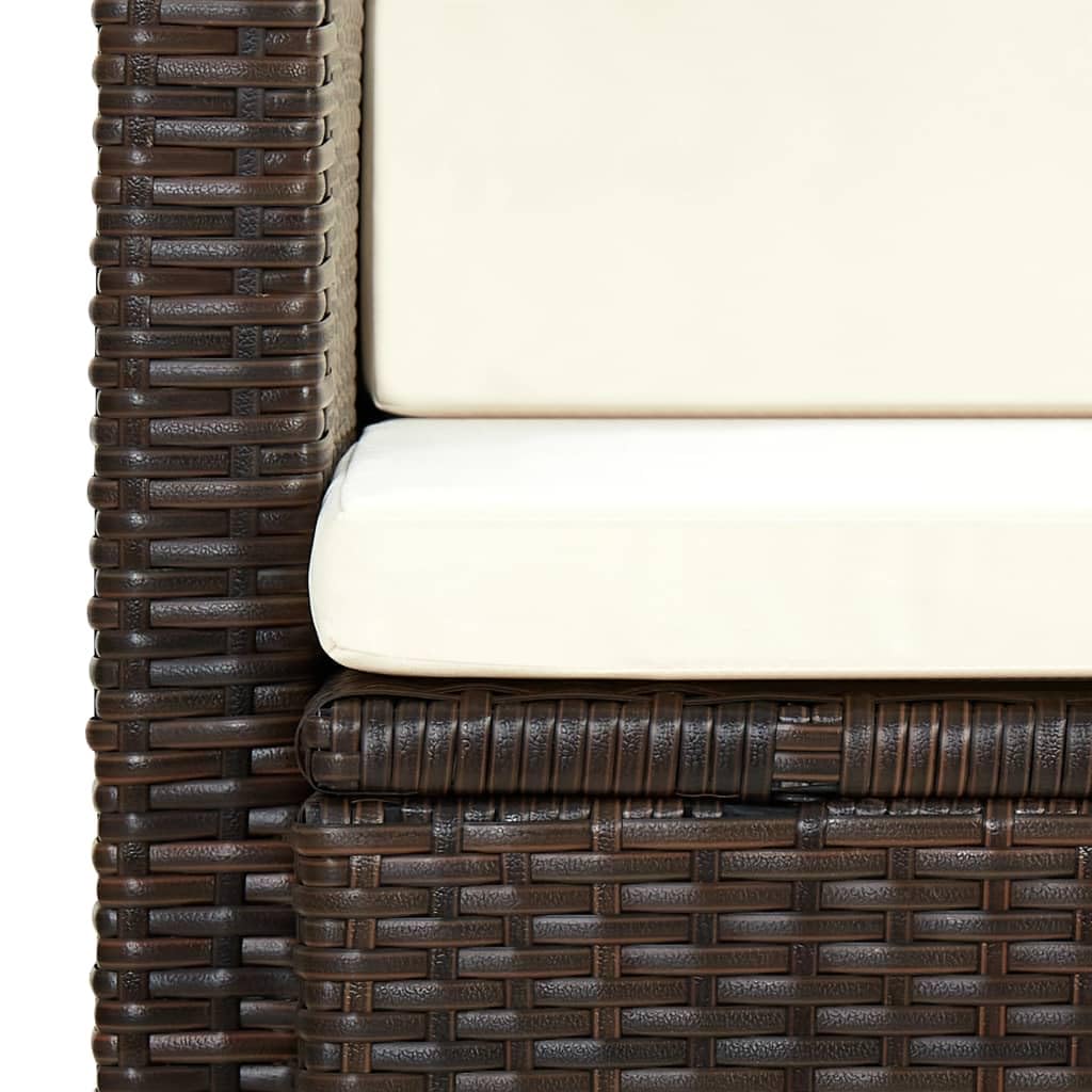 Premium poly rattan twee-zitsbank - Bruin & crèmewit