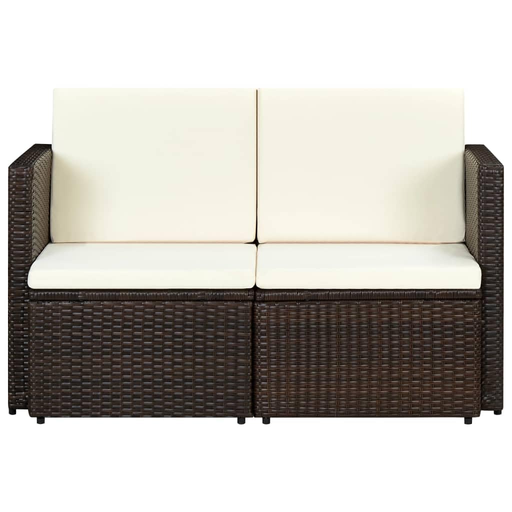Premium poly rattan twee-zitsbank - Bruin & crèmewit