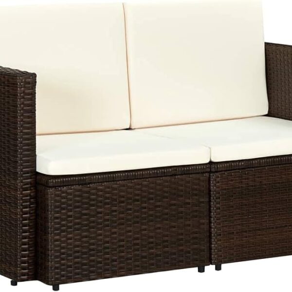 Premium poly rattan twee-zitsbank - Bruin & crèmewit