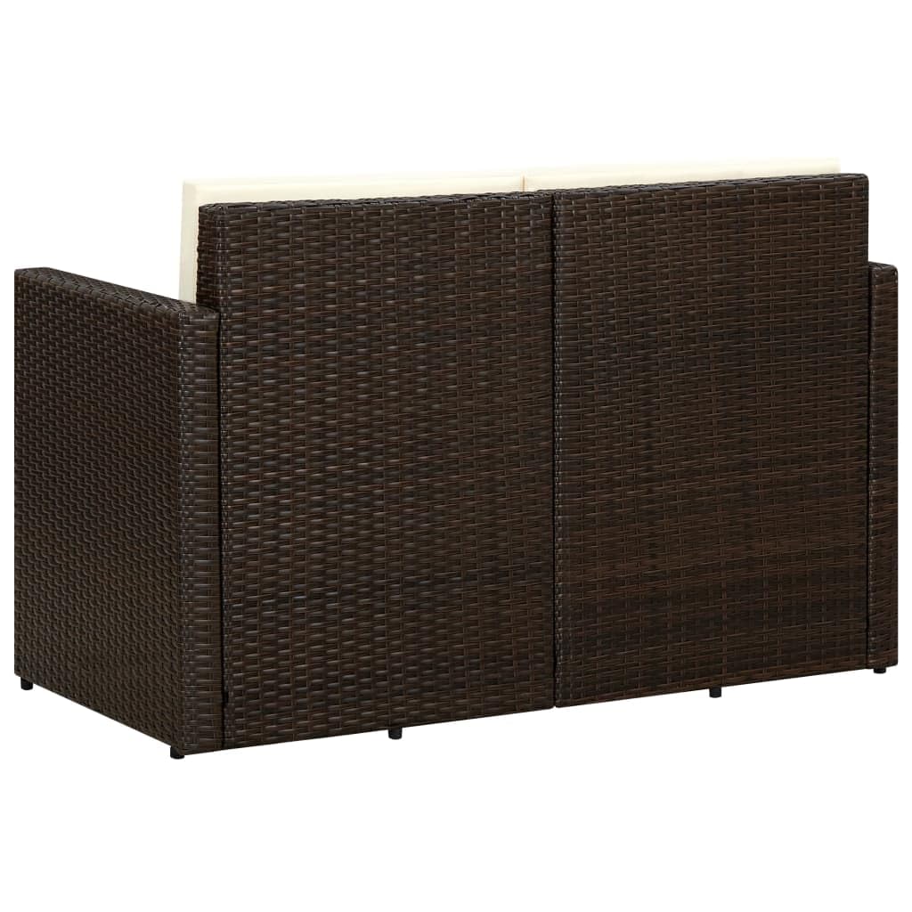 Premium poly rattan twee-zitsbank - Bruin & crèmewit
