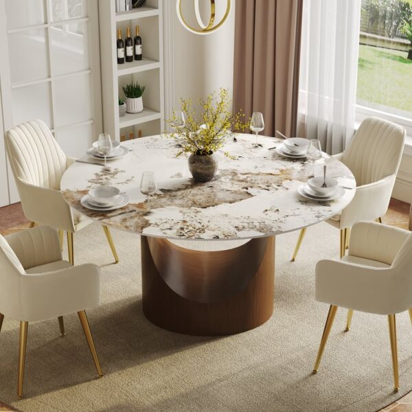 Premium ronde eettafel 135 cm | Sintersteen & RVS onderstel