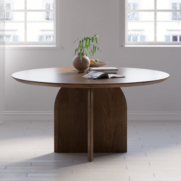 Premium ronde notenhouten eettafel 99 cm — voor 4 personen