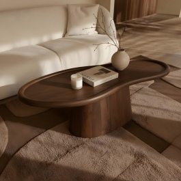 Premium salontafel Estella 130 cm – organisch donkerbruin