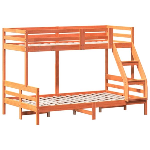 Premium stapelbed massief dennenhout, gewaxed bruin 90/120x200