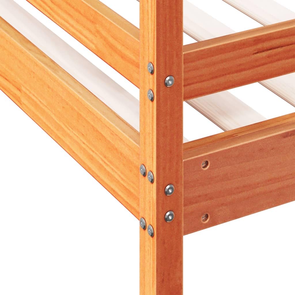 Premium stapelbed massief dennenhout, gewaxed bruin 90/120x200