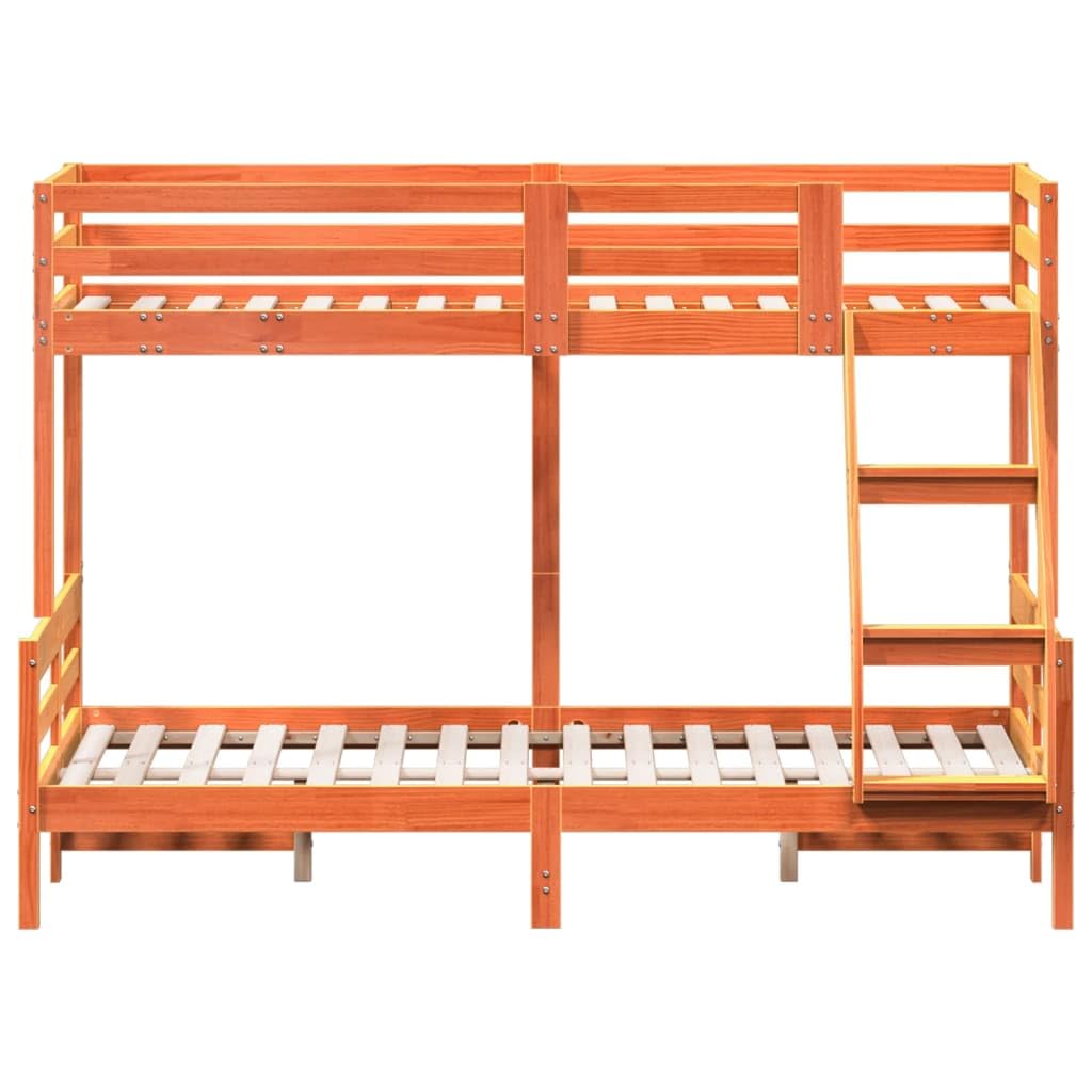 Premium stapelbed massief dennenhout, gewaxed bruin 90/120x200