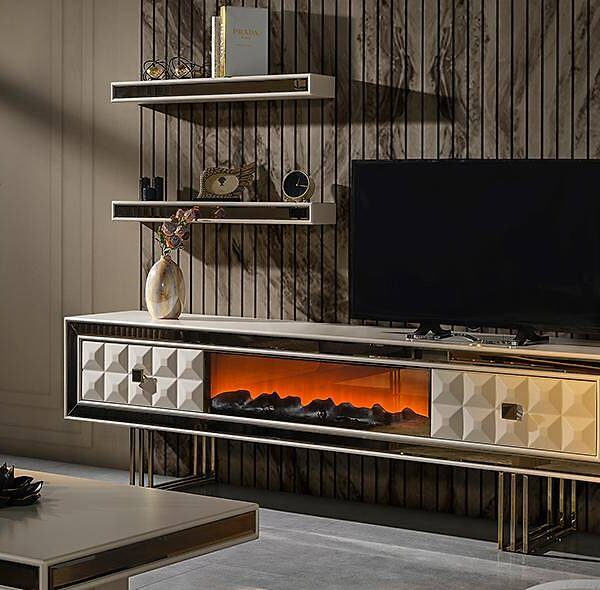 Premium TV-meubel met geïntegreerde elektrische haard