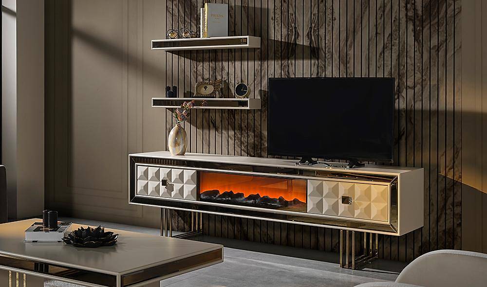 Premium TV-meubel met geïntegreerde elektrische haard
