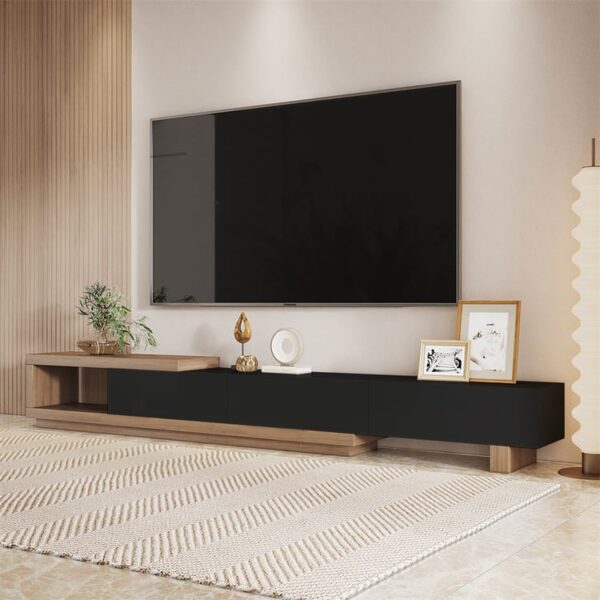 Premium uitrekbaar TV-meubel 71–100 inch – Zwarte MDF