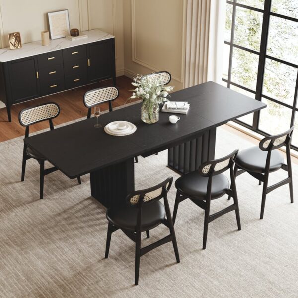 Premium verlengbare eettafel 140–220 cm zwart — 4-8 pers