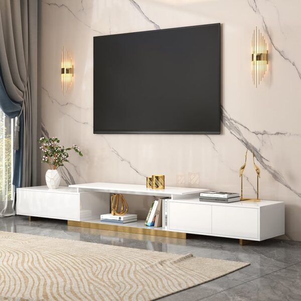 Premium wit TV-meubel uitschuifbaar 160-240 cm met opbergruimte