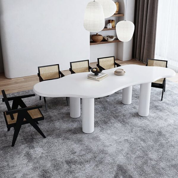 Premium witte 6-persoons eettafel met modern vierpoots design
