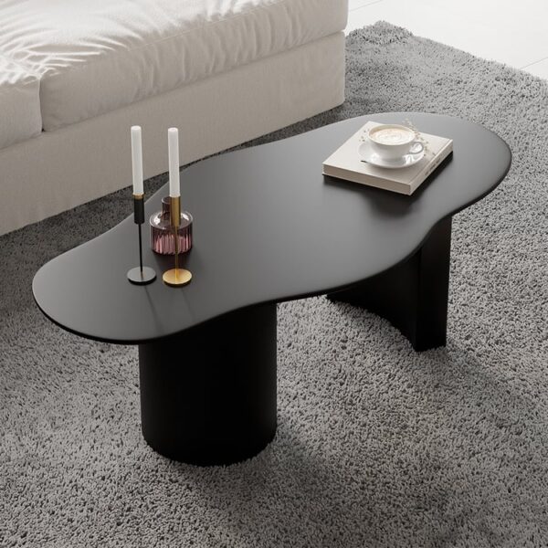 Premium zwarte houten salontafel 101×60 cm, modern organisch