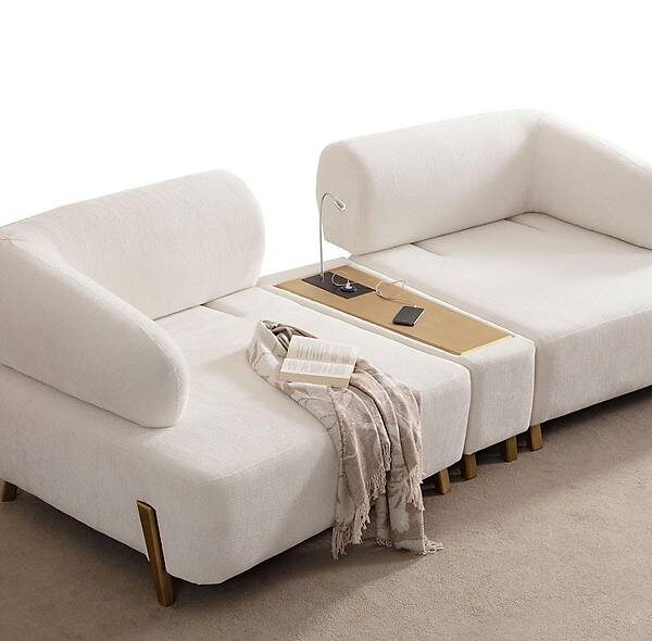 Ramona luxe designbank in antiek goud — premium kwaliteit