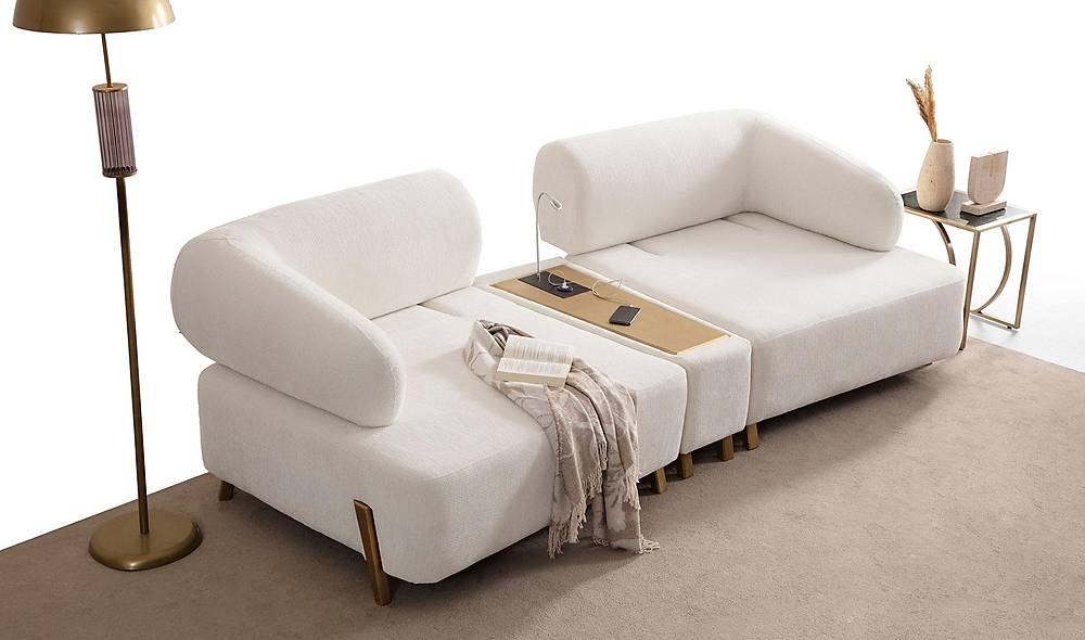 Ramona luxe designbank in antiek goud — premium kwaliteit
