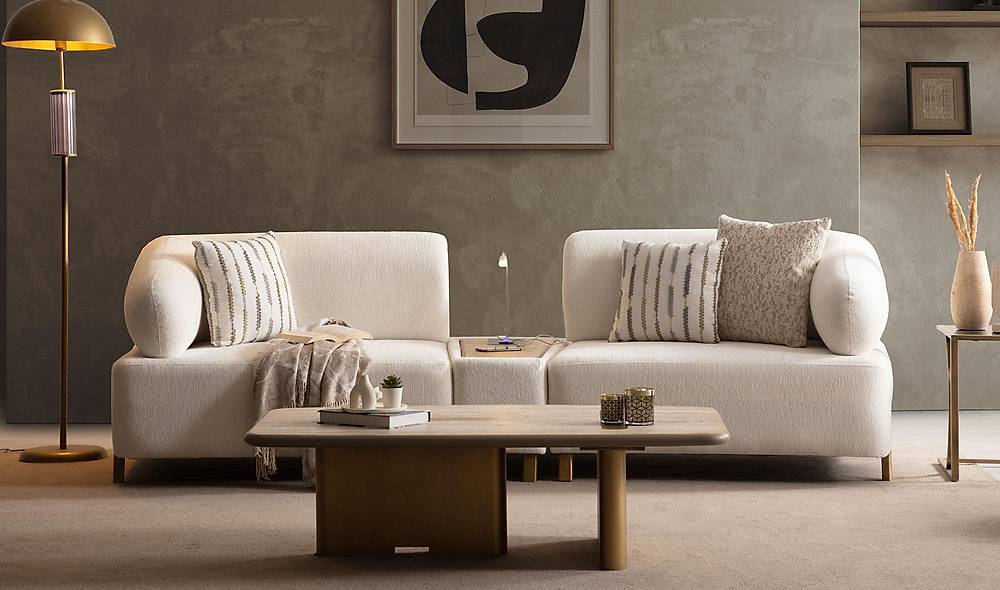 Ramona luxe designbank in antiek goud — premium kwaliteit