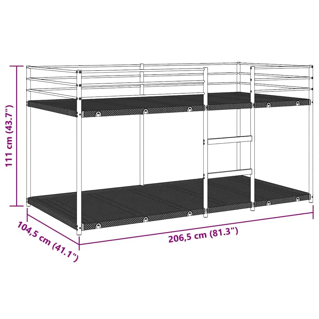 Stapelbed 100x200 cm – Zwart stalen frame, premium kwaliteit