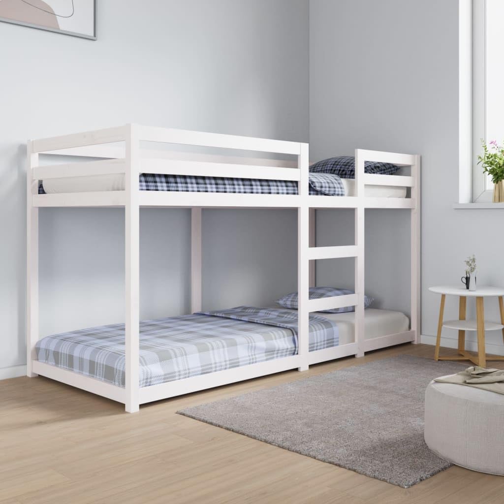 Stapelbed 80x200 cm – topkwaliteit massief grenen, wit