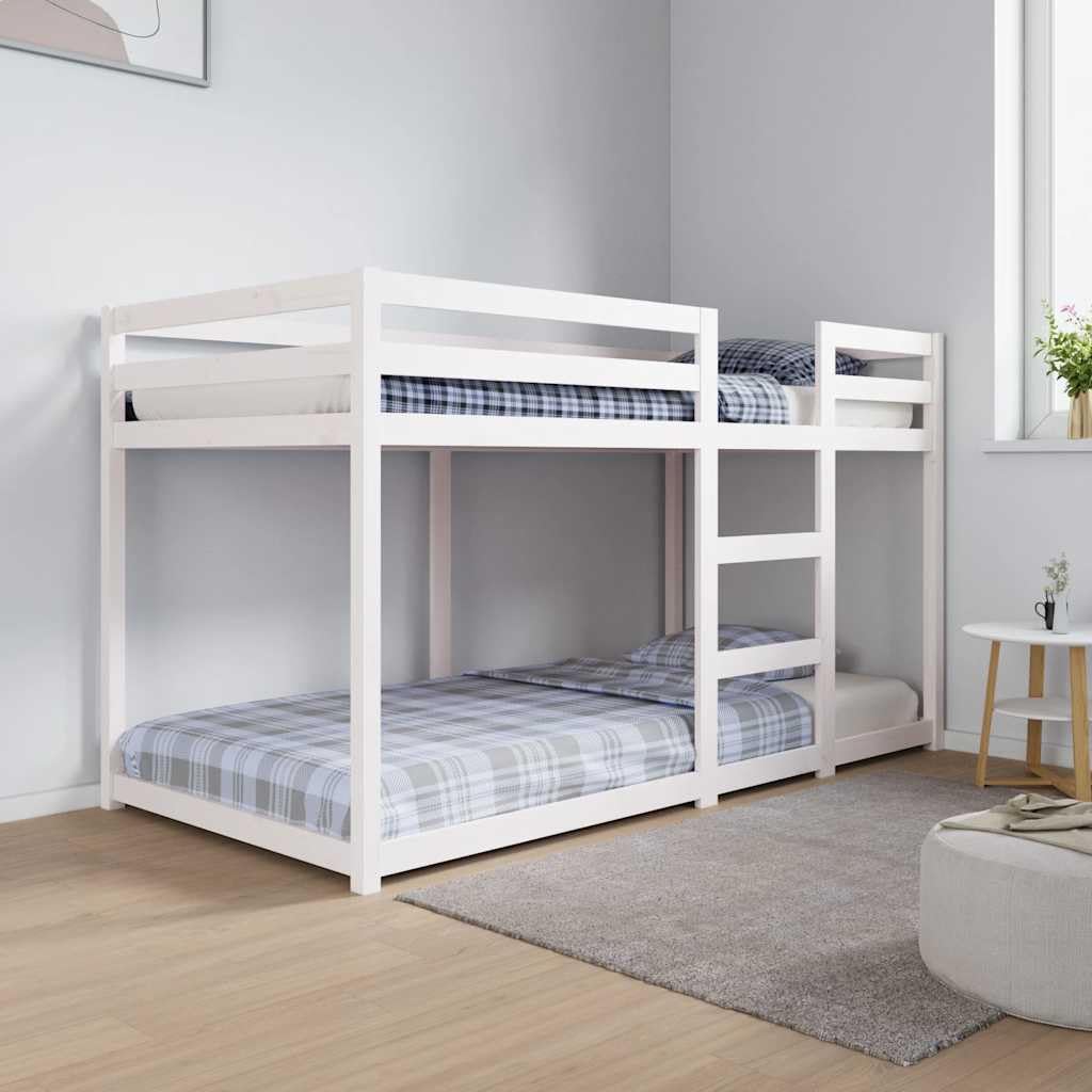 Stapelbed 90x190 – massief grenen, wit en extra stevig