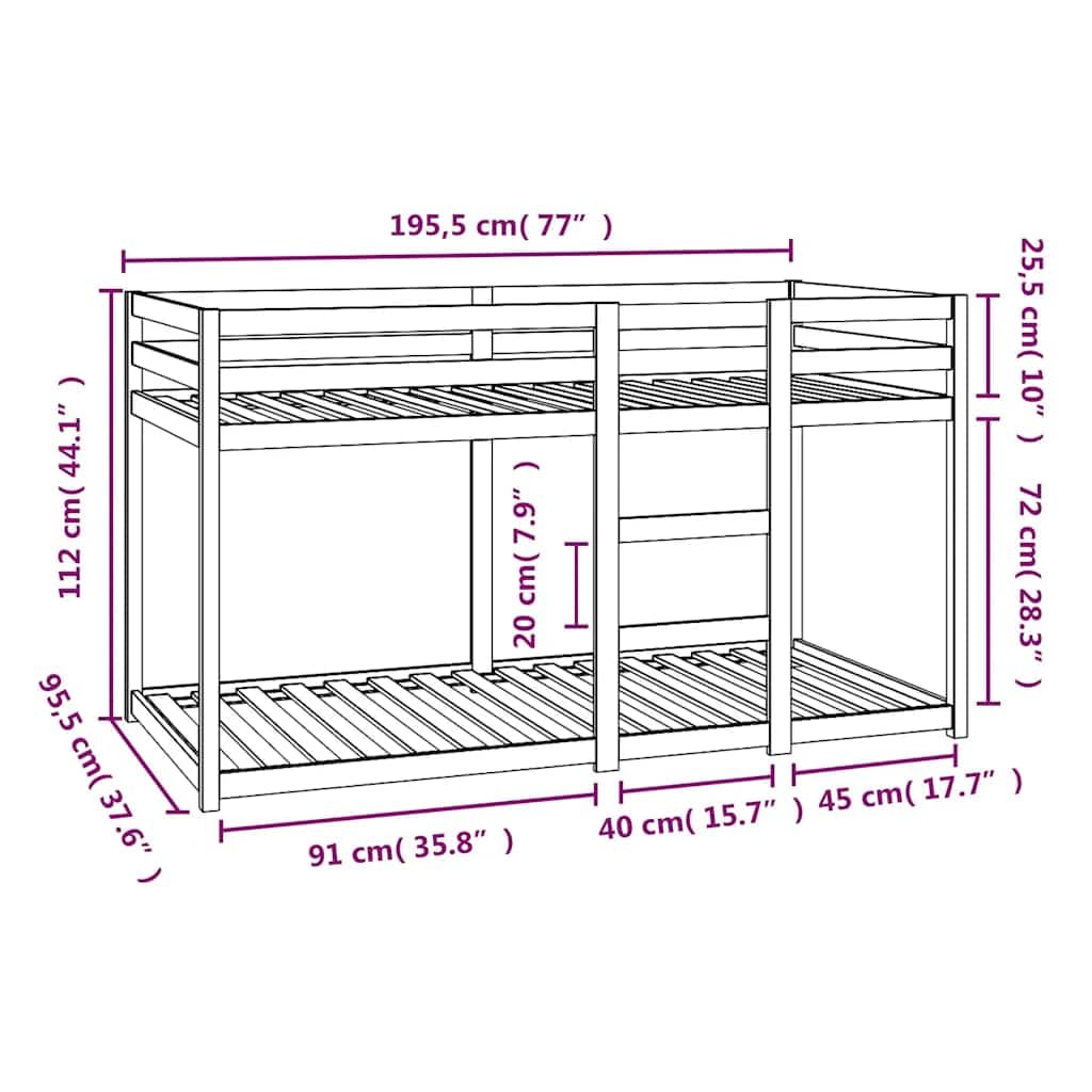 Stapelbed 90x190 – massief grenen, wit en extra stevig