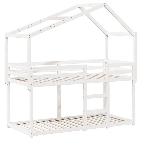 Stapelbed met speelhuisdak | Massief dennenhout wit 75×190 cm