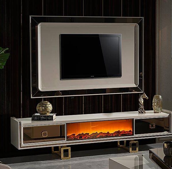 Tiana Gold luxe tv-meubel met ingebouwde sfeerhaard