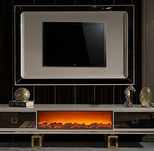 Tiana Gold luxe tv-meubel met ingebouwde sfeerhaard