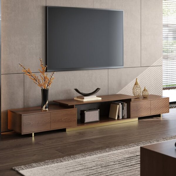 Uitbreidbaar walnoot TV-meubel 160–240 cm – premium opbergruimte